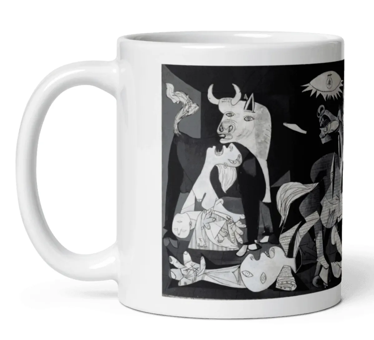 Riproduzione della Guernica di Picasso su una tazza da caffè